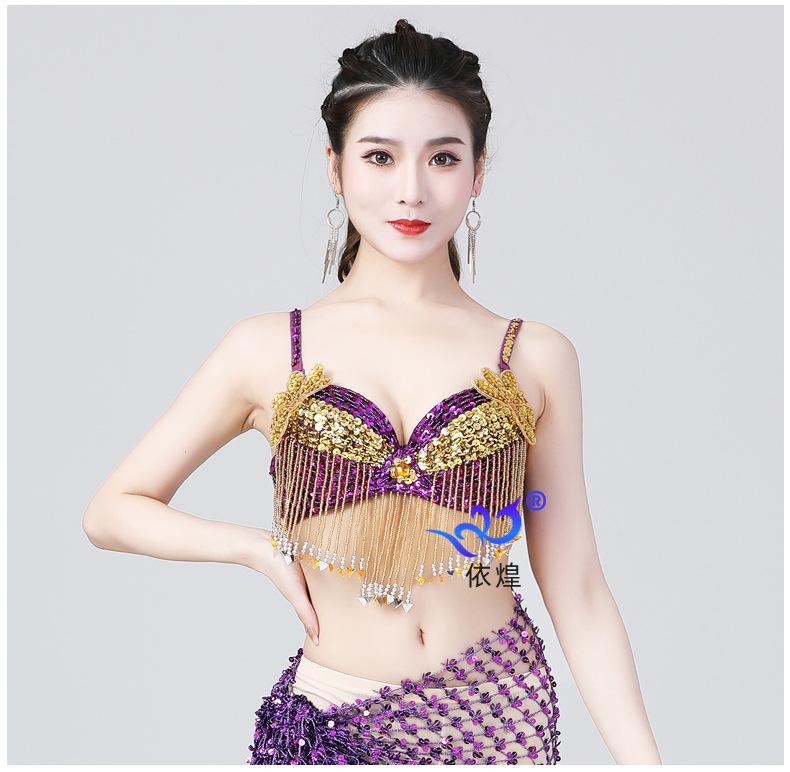 Product Introduction of Áo Ngực Cho Trang Phục Múa Bụng, Quần Áo Tua Rua Đính Kim Tuyến, Quần Áo Biểu Diễn Múa Khai Trương, Áo Ngực Váy Khiêu Vũ 16