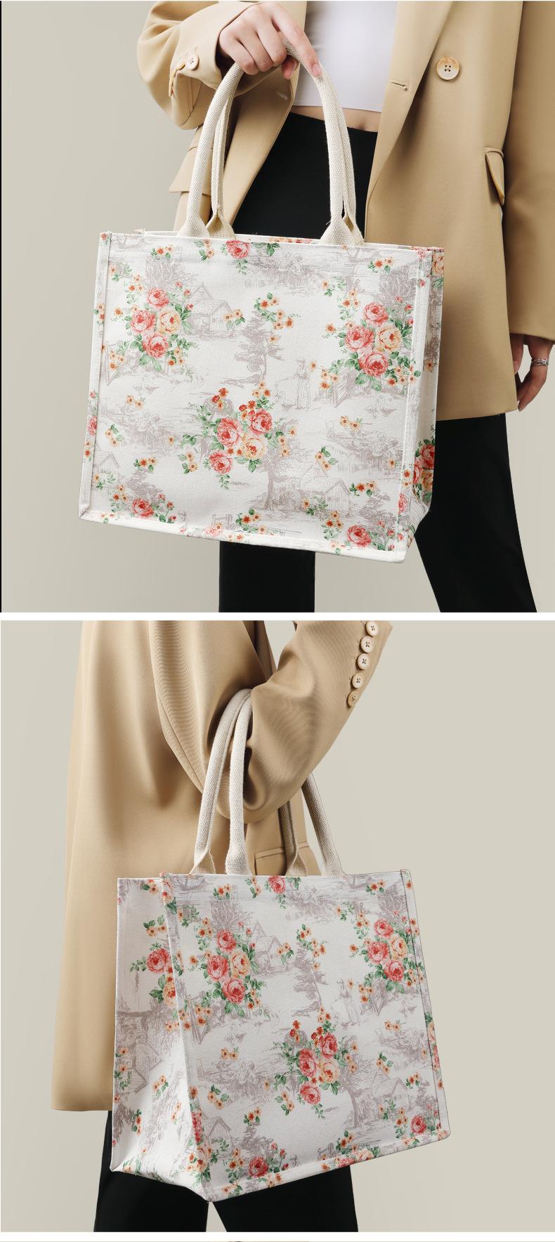 Product Introduction of Women's Bag Women's Bag Thick Retro Canvas Bag Custom in Stock Three-Dimensional Canvas Reticule Environmental Protection Shopping Bag Canvas Tote Bag 20
