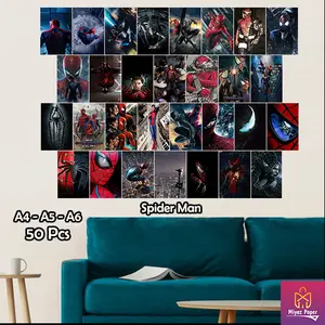 POSTER DINDING AESTHETIC TEMA SPIDERMAN 50PCS A4 A5 A6 DEKORASI KAMAR POSTER UNIVERSAL COWO CEWE HIASAN DINDING TERBARU ELEGANT