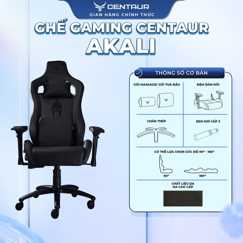 Ghế Gaming Centaur Akali - Khung Thép Chắc Chắn, Da PU Cao Cấp, Cơ Ngả 180 Độ | Centaur Việt Nam