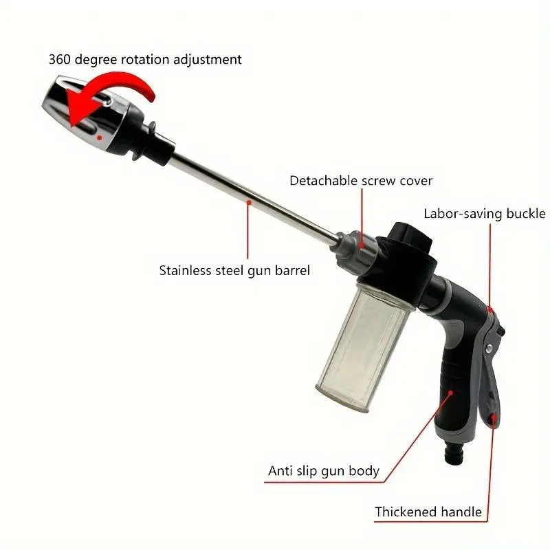High Pressure Washing Tool with Foam Cannon, Adjustable Nozzle Car Wash Kit, Portable Pressure Washer for Garden, Patio, Driveway Cleaning 5