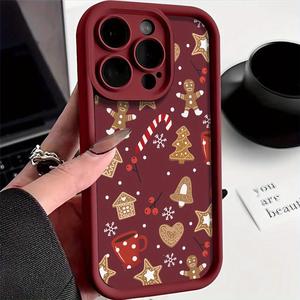 Funda Suave con Diseño de Árbol de Navidad y Jengibre para Modelos de iPhone 17/16/15 Pro Max/14 Plus/13 Pro Max/12/11/7p/ix/XR/XS Max