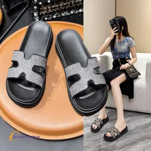 EH-58 | Sandal Selop Wanita Motif Terbaru | Slip On Wanita Masa Kini Modis dan Viral | Gesper bisa di Setel Ukurannya