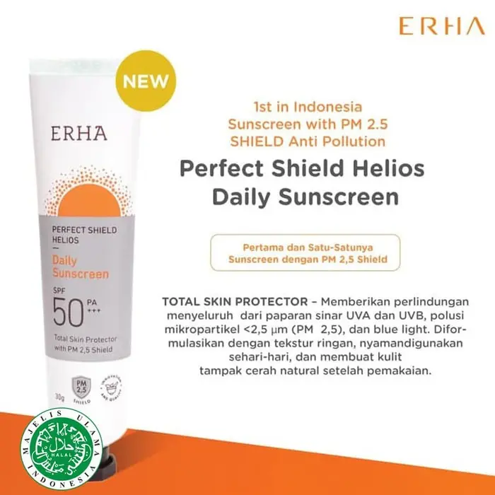 ERHA Sunscreen Sunblock PERFECT SHIELD HELIOS SPF 50/PA+++ Daily Use / Tabir Surya Extract Wajah 2