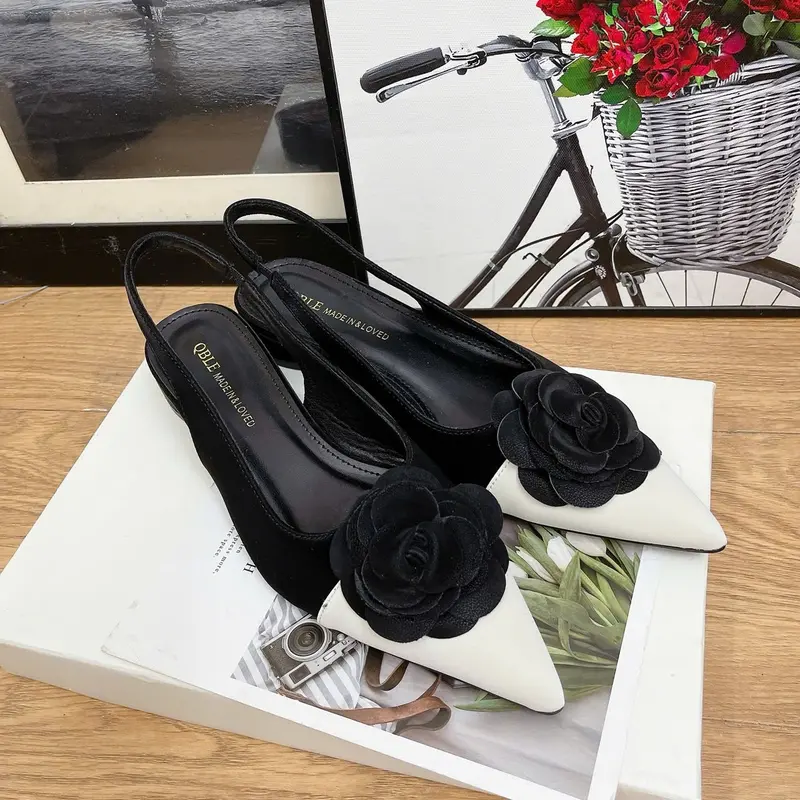 Giày bệt hoa trà cao 3 phân form chuẩn - AN Shoes - DéP, Nữ Jean 3