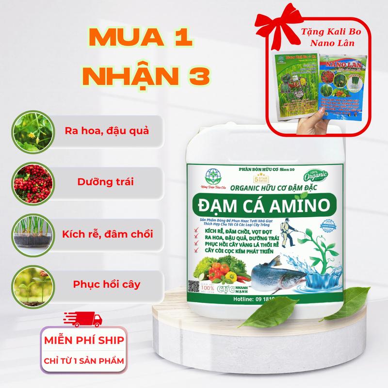 Đạm Cá Hữu Cơ Amino Giúp Cây Bật Mầm, Xanh Lá, Bung Cành, Đẻ Nhánh Mạnh, Nuôi Trái (Can 5 Lít) cô đặc bảo hành của nhà sản xuất ngoài trời meocham cay phân bón phân  bón thuốc phân  bón kích tinh npk kíchrễ p hâ canxi bomaster