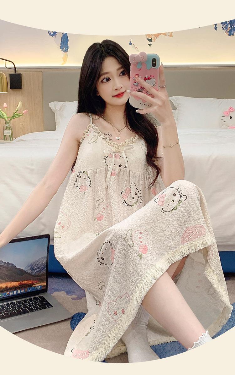 Product Introduction of Đồ Ngủ, Phong Cách Thanh Lịch, Váy Ngủ Mùa Hè Cho Nữ, Có Thể Mặc Ngoài Trời, Nhăn Bong Bóng, Có Đệm Ngực, Váy Ngủ Có Thể Tháo Rời Làm Bằng Bông, Thoải Mái Và Thoáng Khí, Thích Hợp Mặc Thường Ngày 9