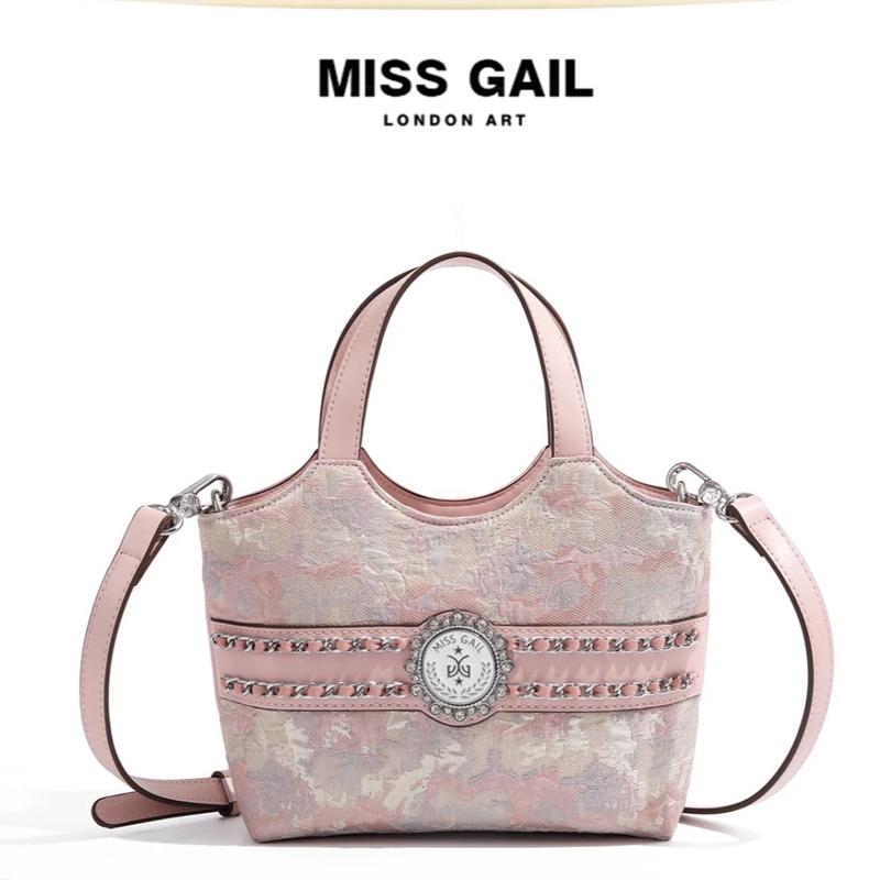  MG5006 - Túi xách nữ MISS GAIL dáng giỏ xách tay thêu cung điện màu hồng phấn dễ thương . Xách tay  đeo chéo. Full box 