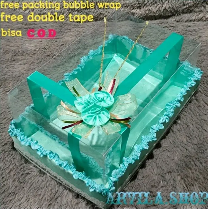 Kotak Seserahan Hantaran Murah dengan 1 Pcs Kain dan Hiasan Bunga - Wadah Aksesoris Satin - Asli souvenir pernikahan box tas serut mahar pernikahan buket