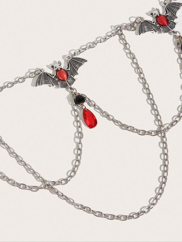 Punk Style Bat Design Belt, Layered Chain Belt, Fashionable Waistband for Women, Trendy All-match & Exquisite Belt for Birthday Gift 4