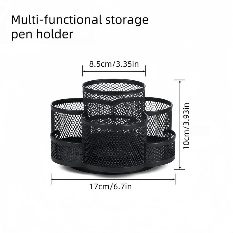 Product Introduction of 360 Degree Rotating Desk Organizer, 1 Count Dual-purpose Pencil Pen Holder, Rotating Desk Pen Organizer with 7 Slots, Art Supplies, Pencil Cup for Office, School, Home 1