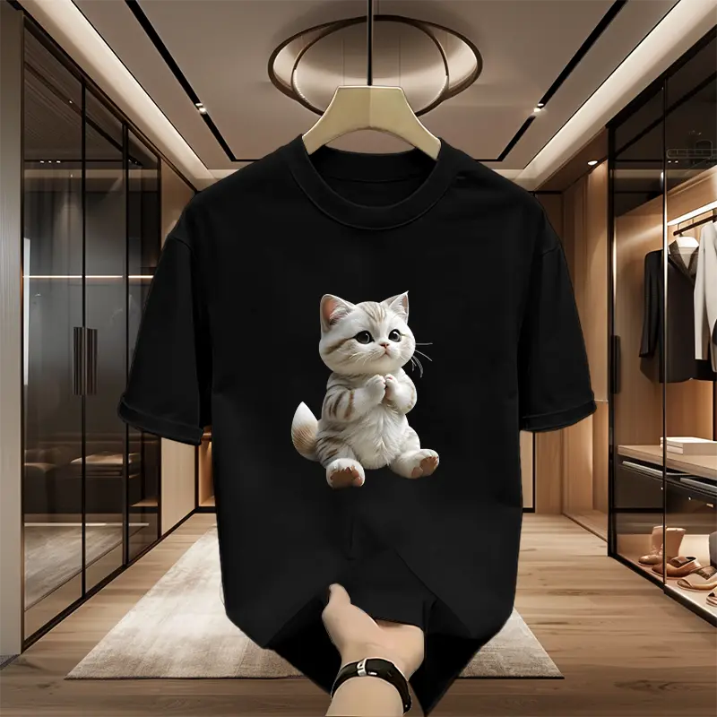 2024 new creative printing short-sleeved T-shirt for men and women summer round neck cotton all-match half-sleeved top Casual Womenswear Comfortable Everyday Loose Outdoor