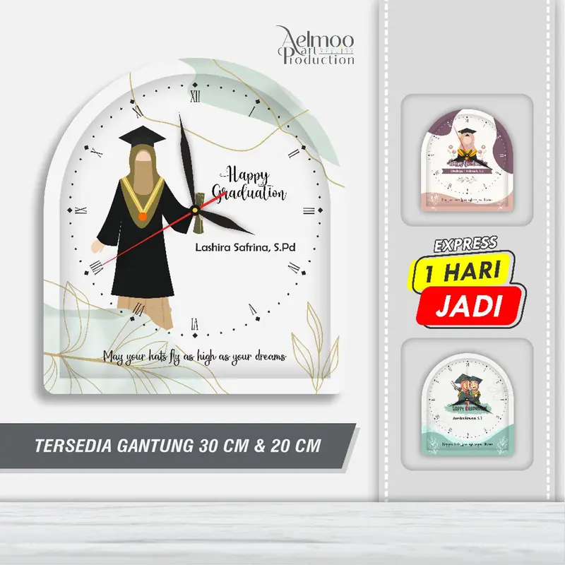 Jam Dinding Custom Unik Kelulusan Wall Clock Kayu Kenangan Gift Wisuda Lucu Mesin 0