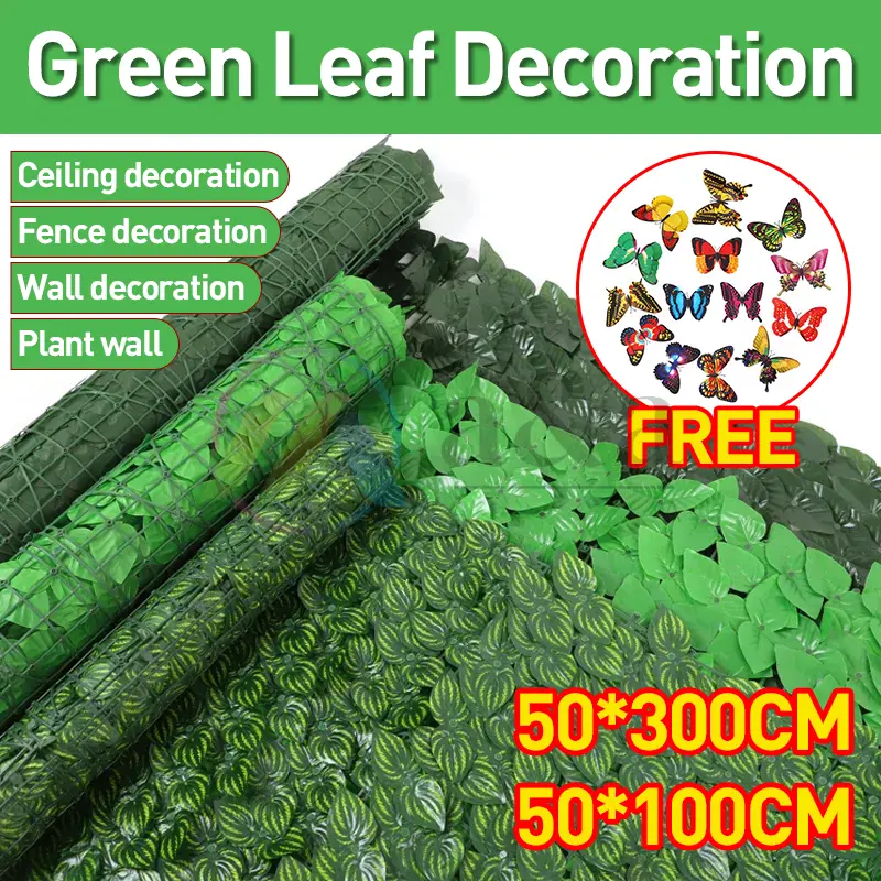 Artificial Leaves Grass Wall Panels Hedge Panels Faux Hedge Privacy Fencing For Outdoor Garden Decor  Green plant wall decoration balcony ceiling decoration
