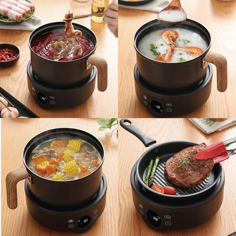 110V/220V Smart Electric Cooker Multifunction Split Pot Home Non-stick Frying Pan Mini Electric Hot Pot Appointment Steamer 1.8L 2