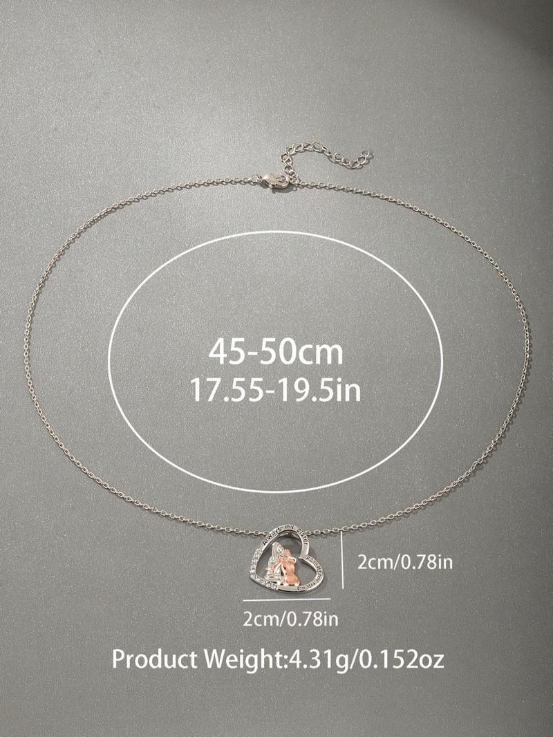 Product Introduction of S925 Sterling Silver Fashion Heart Design Pendant Necklace for Women, Artificial Zircon Decor Charm Necklace, Cute All-match Jewelry As Gift 1