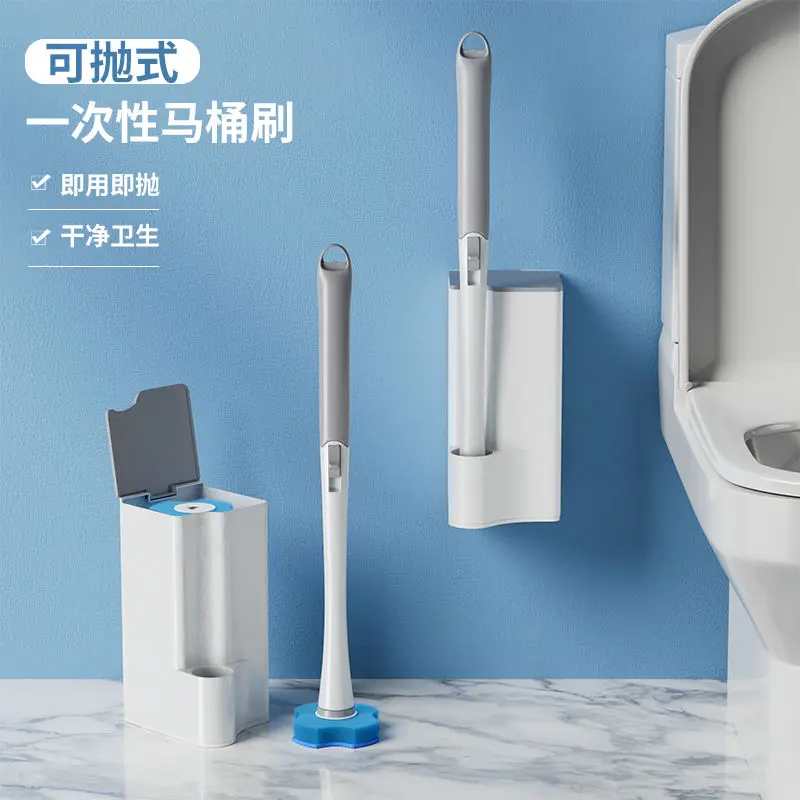 Bộ Bàn Chải Nhà Vệ Sinh Dùng Một Lần, Treo Tường, Đầu Có Thể Thay Thế, Làm Sạch Không Có Góc Chết, Thích Hợp Cho Bộ Sưu Tập 7080 Người, Bàn Chải Nhà Vệ Sinh