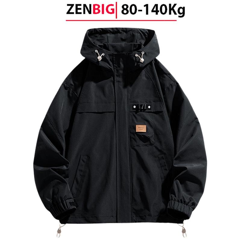 Áo khoác Bigsize Nam ZENBIG hai lớp, Áo khoác gió có mũ, bo gấu ống tay dành cho người mập từ 80-140 kg Menswear Ong