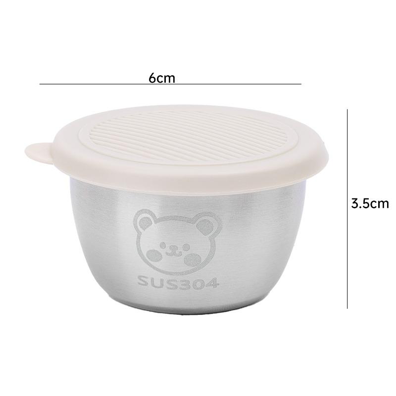 Product Introduction of 2/4Pcs Stainless Steel Sauce Cup Pepper Condiment Container with Lids Bear Sealing Leak-proof Sauce Cups Home Kitchen Storage Supplies 24