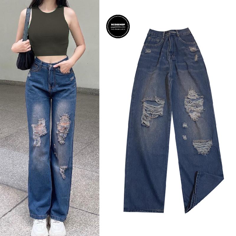  Quần Jean Nữ Xanh Rách BC288   Chuẩn size  