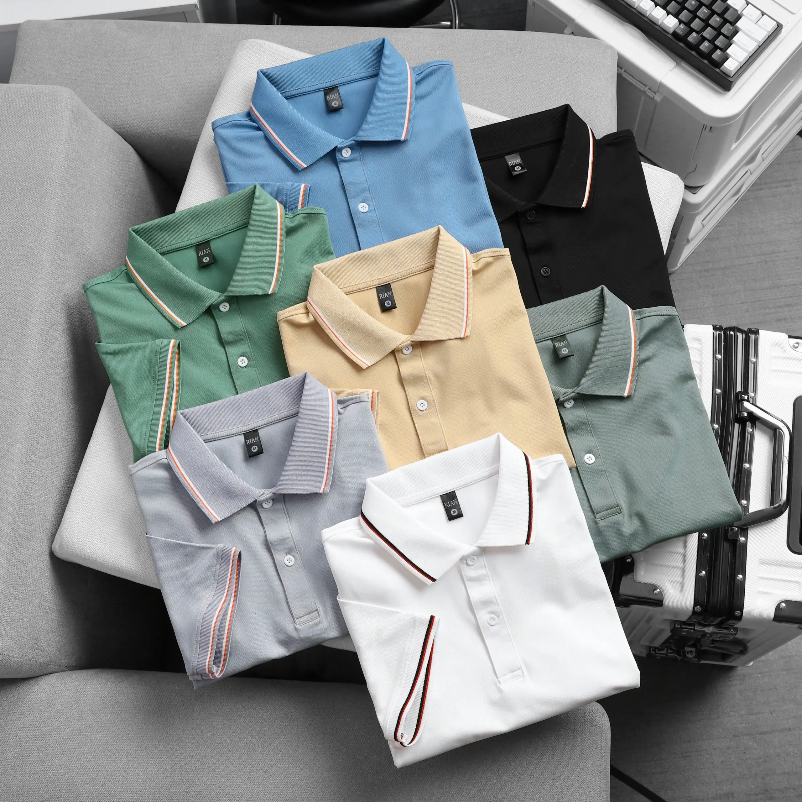 Combo 3 áo thun nam polo viền cổ viền tay, vải thun cá sấu RIAN.02