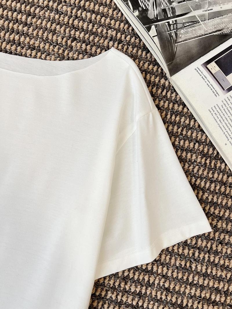 Product Introduction of Women's Plain Off Shoulder Tee, Casual Elegant Off Shoulder Long Sleeve T-shirt for Summer, Ladies Clothes for Daily Wear 4