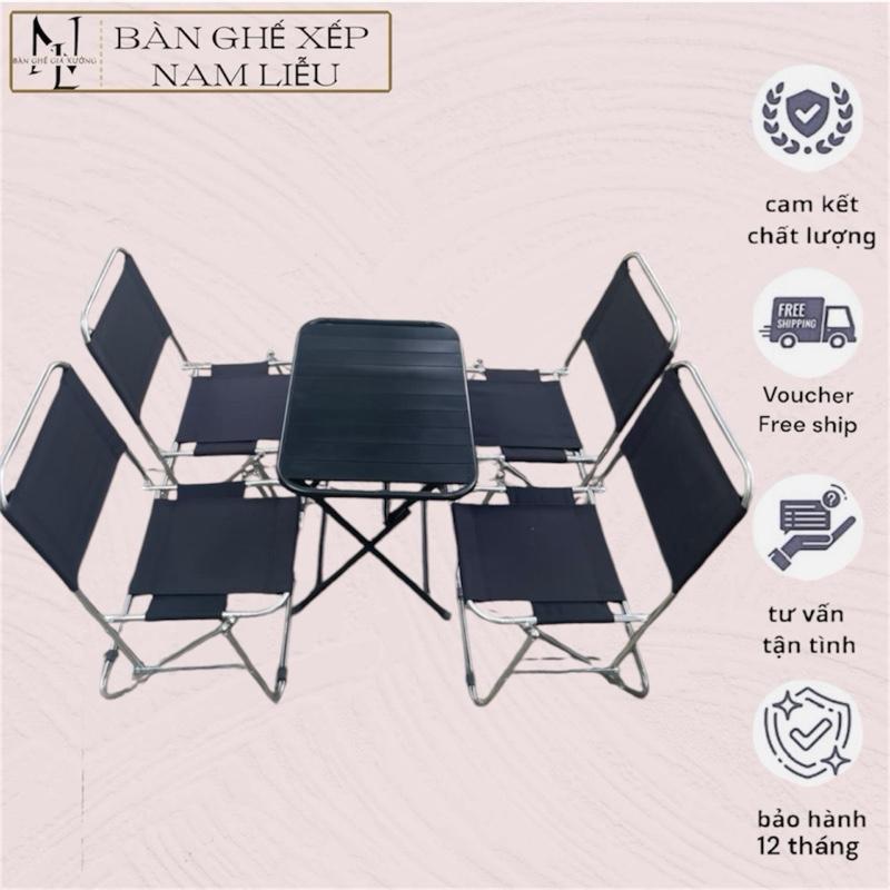 SIÊU RẺ Bộ bàn ghế inox lưng 70cm và  xếp gấp gọn chữ nhật sắt cao 50cm rộng 40x60cm màu đen, bàn ghế quán cà phê