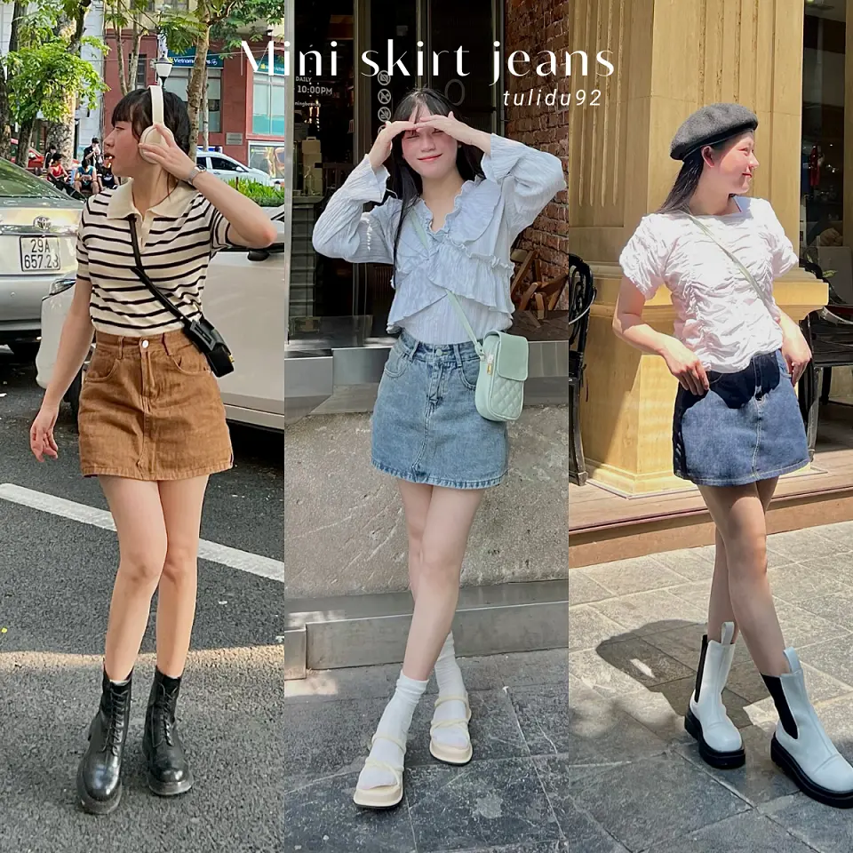 Quần Váy Jean "Mini Skirt Jeans" Tulidu Chữ A Form Nhỏ Ôm Gọn Quần Giả Váy Năng Động