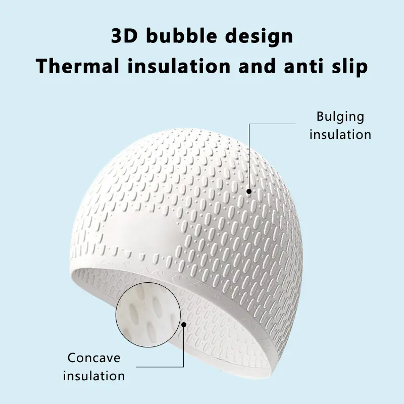 Mũ Bơi Hình Giọt Nước, Chất Liệu Silicon, Dành Cho Người Lớn, Thiết Kế Bong Bóng Mở Rộng, Siêu Co Giãn, Không Thấm Nước, Có Bảo Vệ Tai 6