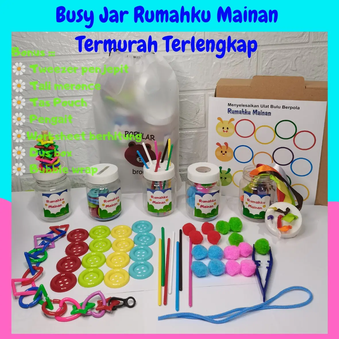 MAINAN MONTESSORI SENSORY BUSY JAR 5 in 1 MAINAN EDUKASI ANAK