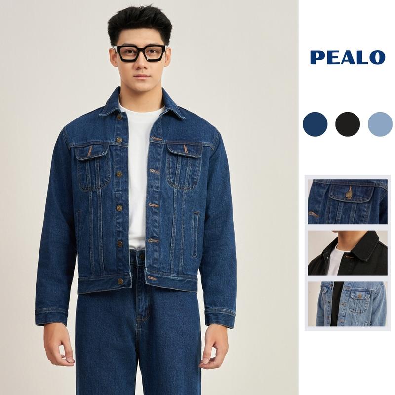Áo khoác Jean PEALO nam nữ form Crop chất liệu Denim cao cấp