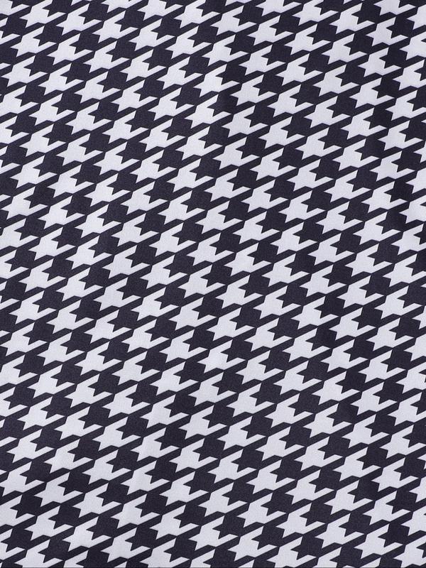 Women's All Over Houndstooth Print Short Sleeve Pajama Two-Piece Set, Casual Comfy Soft Button Front Chest Pocket Design Lapel Neck Top & Elastic Waist Shorts PJ Set, Ladies Sleepwear for All Seasons 8