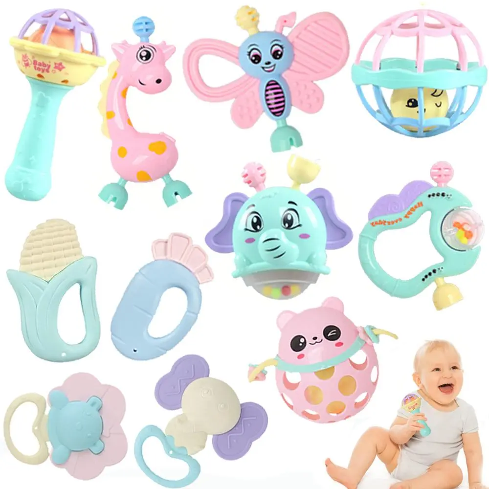 Random Color Baby Rattle Toy, 1 Set Baby Teething Toy, Baby Soothing Teething Toy, Baby Tactile Training Toy, Baby Sound Toy