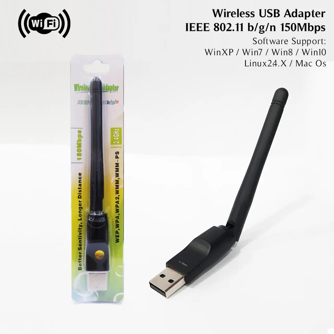 Mini USB WiFi Antena Wireless YuSBi Adapter 150 Mbps . Adaptor Penangkap Signal WiFi . Penangkep Radar Sinyal Wi-Fi PC Laptop Notebook