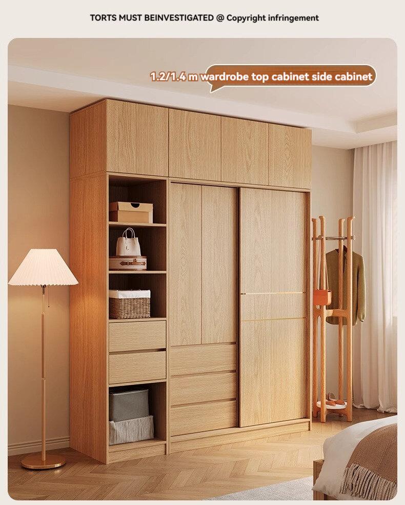Product Introduction of [Pre Order] Nordic sliding door wardrobe, bedroom, simple and small-sized household, sliding door, wooden style combination, Japanese style storage wardrobe 36