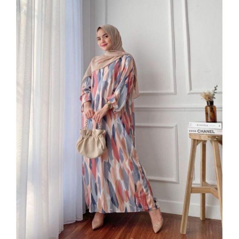 Product Introduction of COD DASTER GAMIS RAYON LENGAN PANJANG JUMBO LD 120 Dress Muslim Bunga Ibu 2