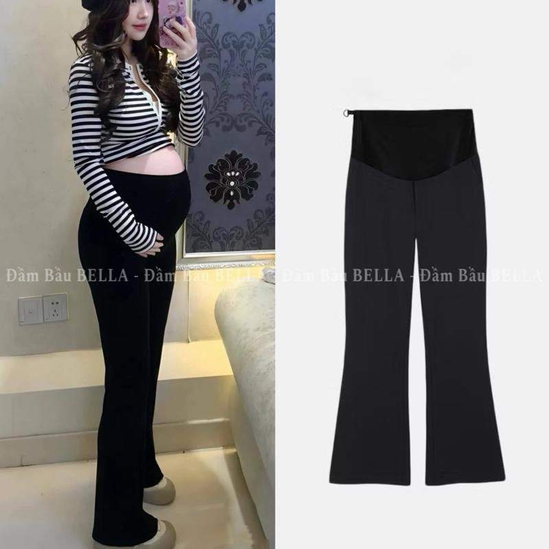 Quần Bầu ỐNG LOE Chất Umi Cao Cấp Cực Thời Trang Tôn Dáng Co Giãn 4 Chiều Thoải Mái Cho Mẹ Bầu Mặc Đi Làm Đi Chơi Có Chun Chỉnh Bụng