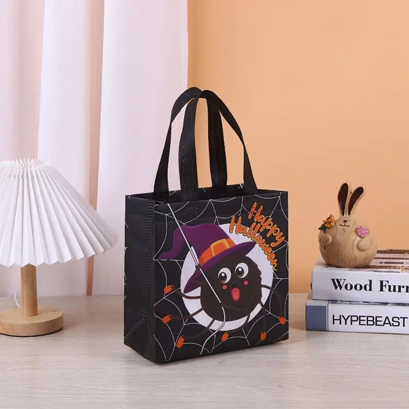 Túi Túi Xách Không Dệt Halloween, Thiết Kế Ma Vui Nhộn, Túi Lừa Hoặc Điều Trị, Dung Lượng Lớn, Túi Quà Halloween, In Lâu Đài, Túi Bí Ngô, Thích Hợp Cho Trẻ Em 6