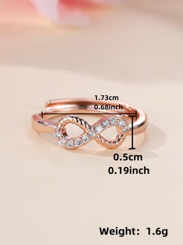 Summer 2024 Fashion Hollow Out Design Rhinestone Inlaid Ring, Infinity Ring, Simple Jewelry for Party, Club, Casual Trendy Accessories for Women & Girl, Birthday Gifts 7