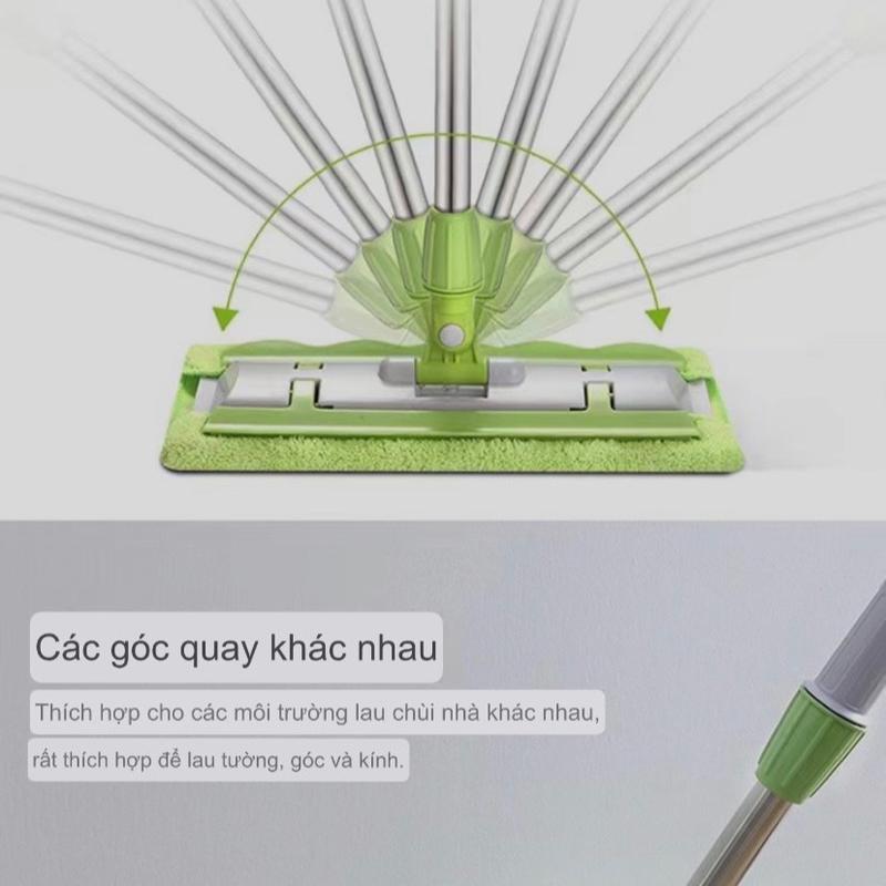 Chổi lau kẹp khăn đa năng thế hệ mới. Chổi lau sàn, lau tường, trần nhà kẹp khăn ( tặng kèm 2 khăn)