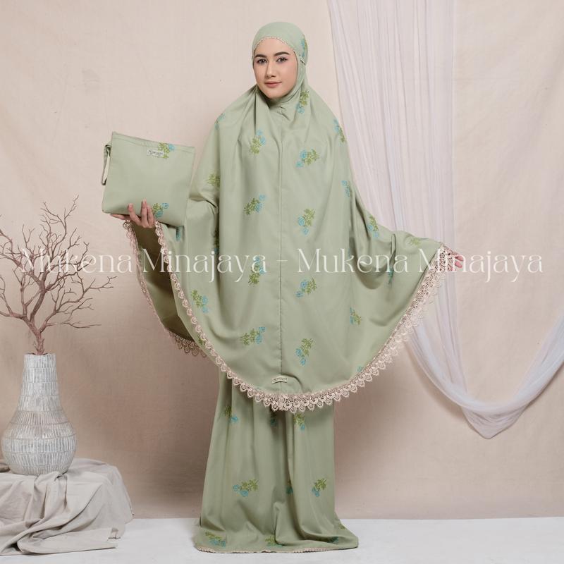 MINAJAYA - Mukena Dewasa Renda Bordir Motif Tabur Bunga Tulip Katun Premium Free Tasbih 7