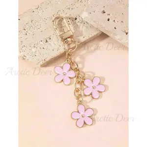 Gantungan Tas Mini Flowers-Double Sided Dengan Desain Cat Minyak, Cocok Untuk Tas Dan Ponsel