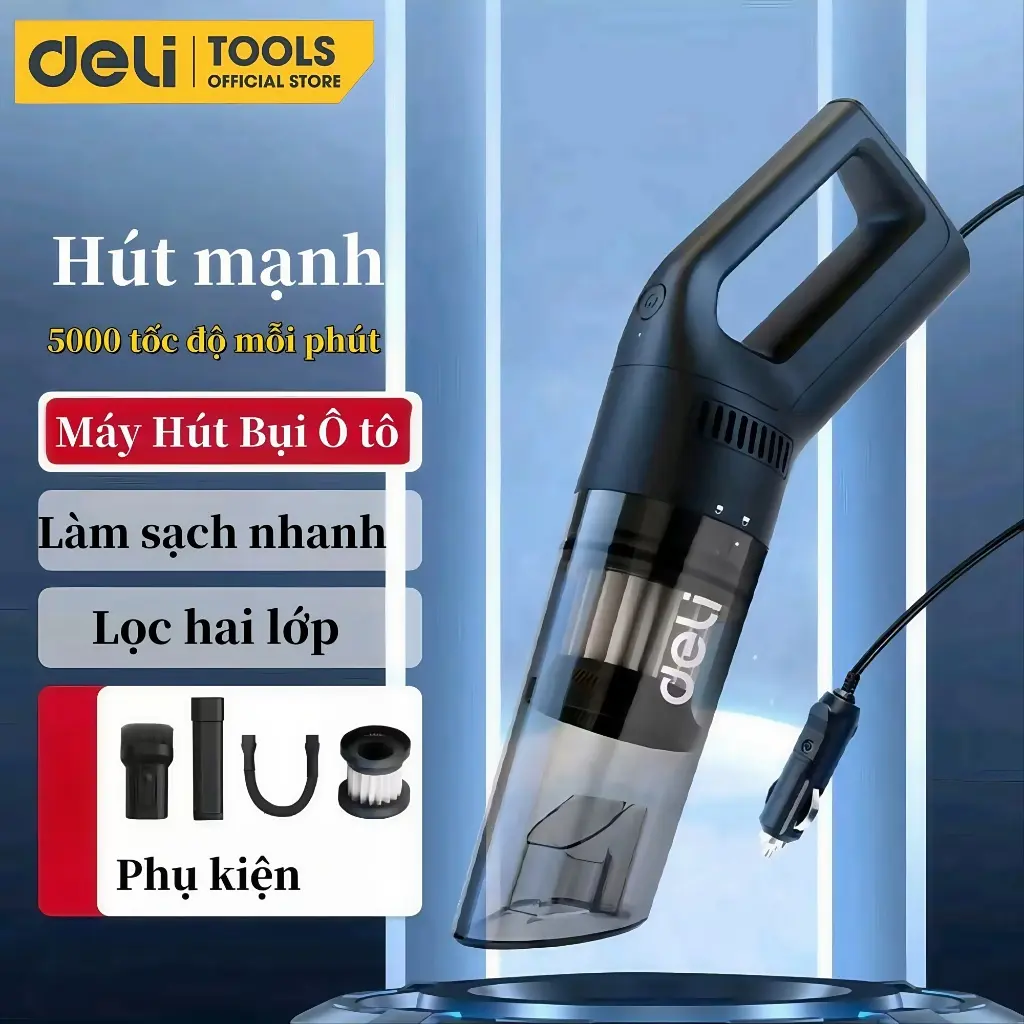Máy Hút Bụi Ô tô Deli Đa Năng - Công Suất Lớn  - Nhỏ Gọn, Dễ Sử Dụng  Bảo Hành 12 Tháng