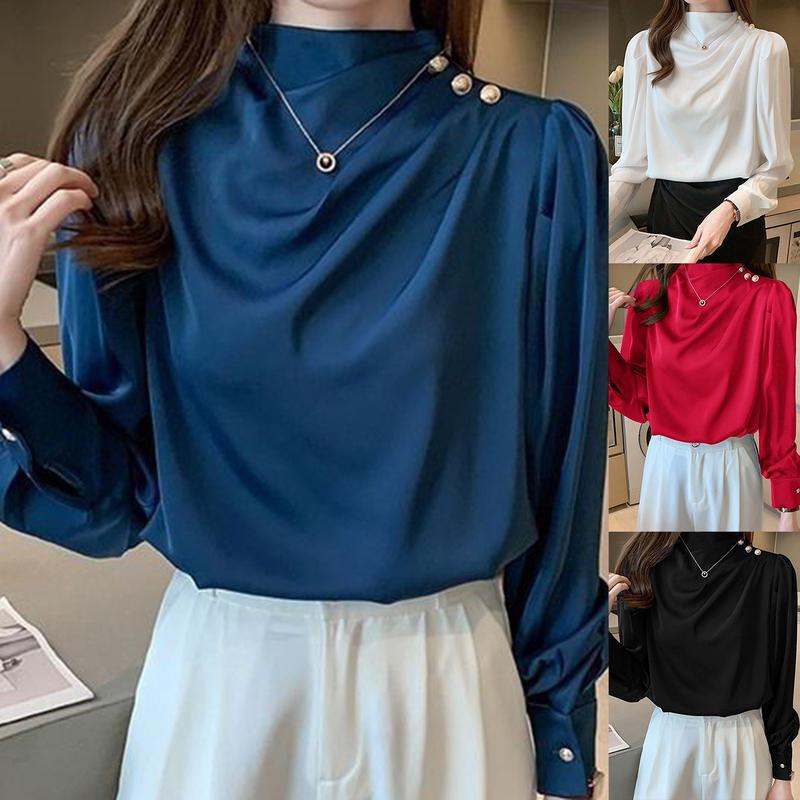 [LOY] Eye-catching Women Blouse Easy Match Polyester Loose Long Sleeve Women Pullover Top for Daily 0