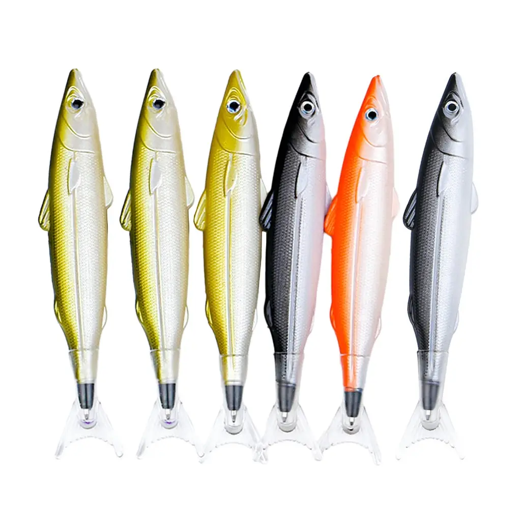 6 Pack Cute Pens Fishing Party Favors Ballpoint Pen Fishing Pen Fish Shaped Pen Present Creative Stationery Office Supplies