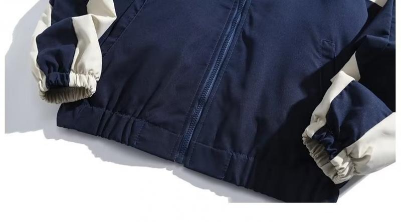 Product Introduction of Japanese-Style Retro Color Contrast Patchwork Stand Collar Jacket Men's Spring and Autumn Fashion Brand Loose Preppy Style Couple Casual Jacket waterproof  jacket Menswear Coats leather  jacket Tops Lingerie 9