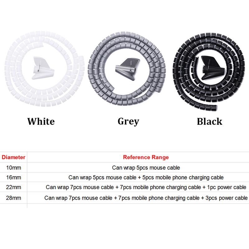 Desktop Wire Wrap Cable Winder Tube Cord Protector Management Cable Organizer Storage Pipe 3