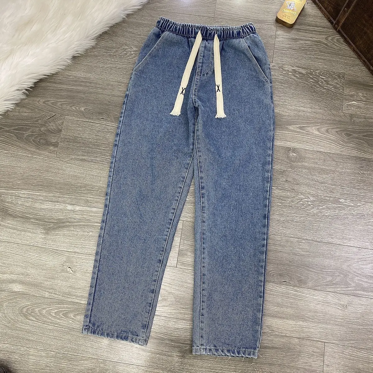 Quần jeans nam baggy chun Menswear Pants Có Túi Menswear Pants thông thường Denim