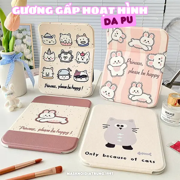 Gương Giấy Tràn Viền Để Bàn Gấp Gọn Xinh Xắn Nữ Trang Điểm Cosmetic Mỹ Phẩm Kích Thước 14.2x20.5cm