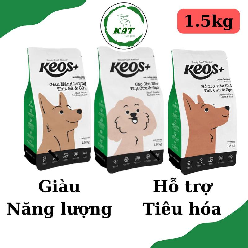 1.5kg Hạt thức ăn cho chó trưởng thành KEOS - Giàu năng lượng hỗ trợ tiêu hóa - KAT Store